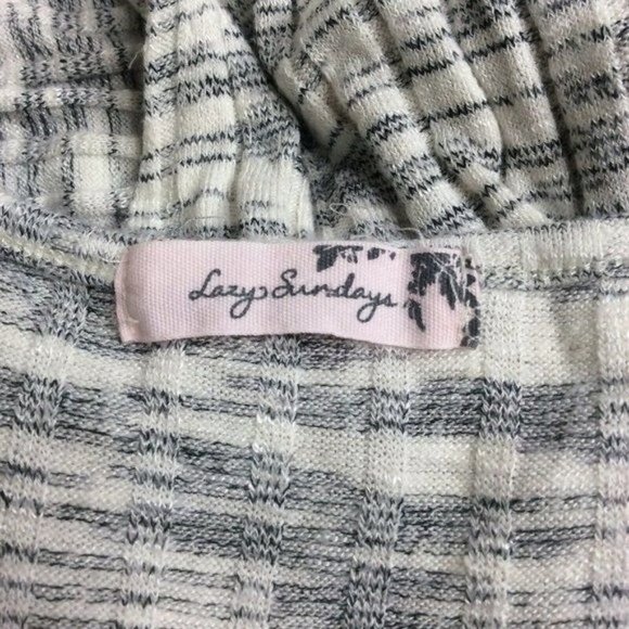 Lazy Sundays Top X Large Gray Cream Stretch Knit Flyaway Open Back Soft Loose - Picture 6 of 7